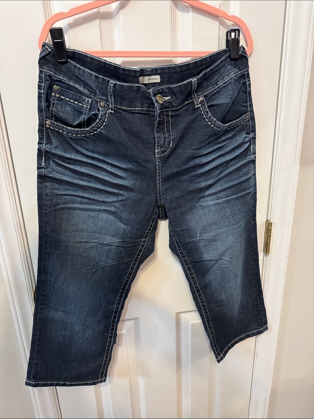 Womens Dark Wash Denim Capri Jeans